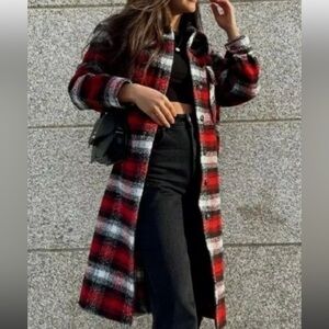 Zara Red Plaid Wool shacket